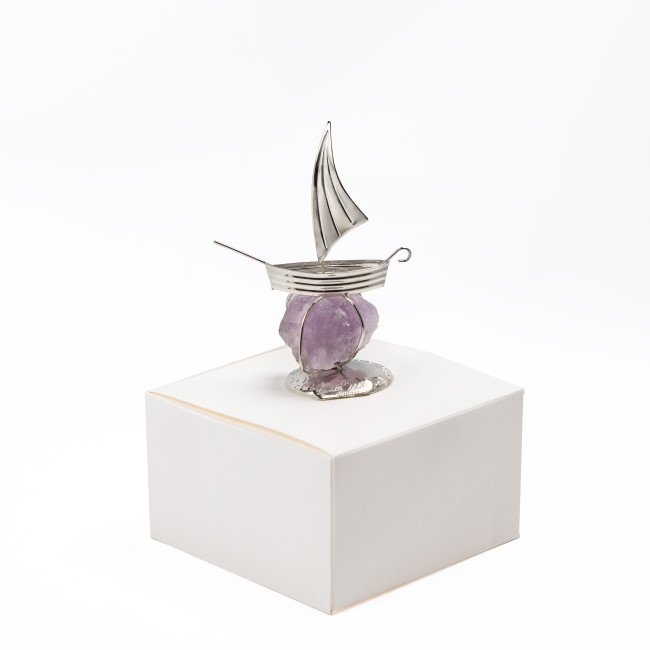 Срібний Човник з Аметистом h 9cm NF/116-1