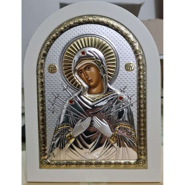 Семистрільна Ікона 15x21см аркової форми на білому дереві