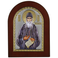 Ікона Святого Паїсія 15x21см в різнобарвній емалі аркової форми на дереві