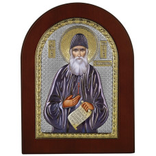 Ікона Святого Паїсія 15x21см в різнобарвній емалі аркової форми на дереві