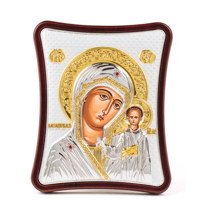 Казанська Ікона Божої Матері 15x20см на дерев'яному витягнутому кіоті 