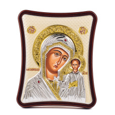 Казанська Ікона Божої Матері 15x20см на дерев'яному витягнутому кіоті з позолотою