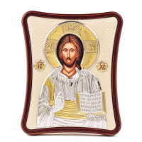 Икона Иисуса Христа 15x20см на деревяном вытянутом киоте с позолотой