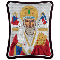 Миколай Чудотворець 15x20см на дерев'яному витягнутому кіоті в різнобарвній емалі