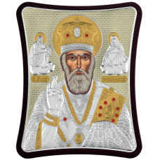 Миколай Чудотворець 15x20см на дерев'яному витягнутому кіоті з позолотою