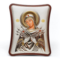 Семистрельная Икона 15x20см на деревяном вытянутом киоте 