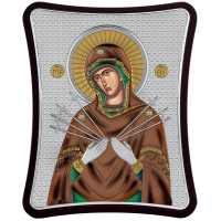 Семистрільна Ікона 15x20см на дерев'яному витягнутому кіоті в різнобарвній емалі