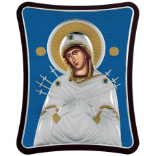 Семистрільна Ікона 12x15см на дерев'яному витягнутому кіоті в синій емалі