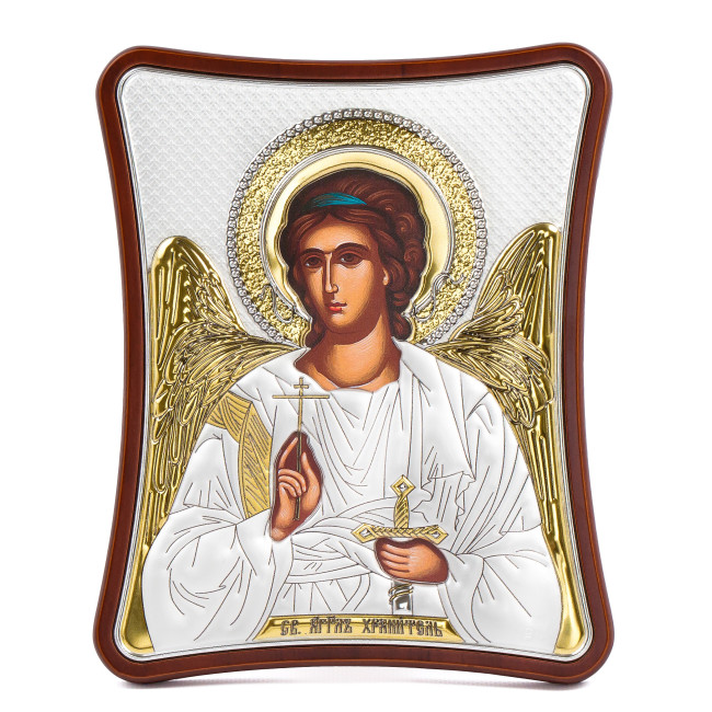 Икона Ангела Хранителя 15х20см на деревяном вытянутом киоте 