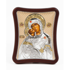 Вишгородська Ікона Божої Матері 8,5x10см на дерев'яному витягнутому кіоті з позолотою