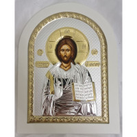 Икона Иисуса Христа 20x26см арочной формы на белом дереве