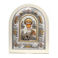 Миколай Чудотворець 12x14см аркової форми на білому дереві