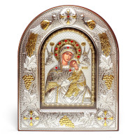 Страстная Икона Божией Матери 24x29см под стеклом арочной формы на дереве