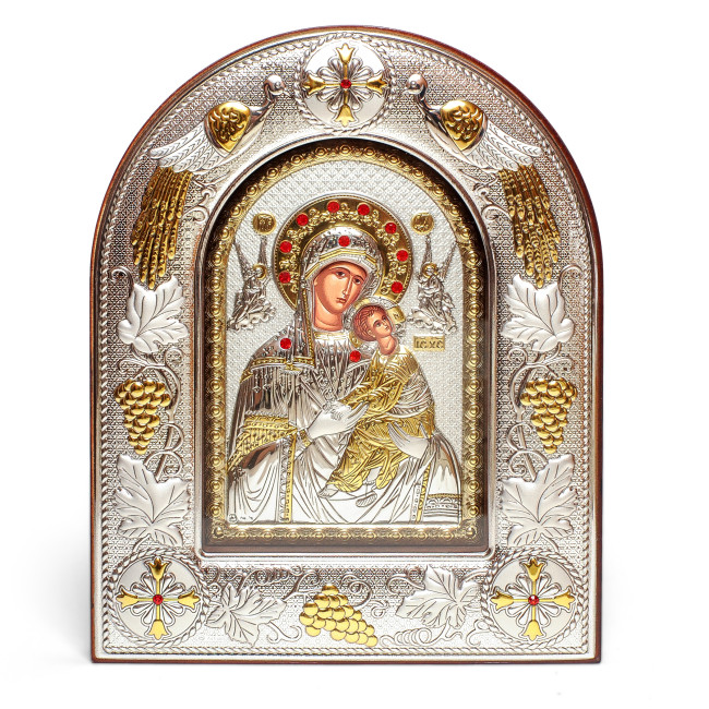 Страсна (Неустанної Допомоги) Ікона Божої Матері 20x25см під склом аркової форми на дереві
