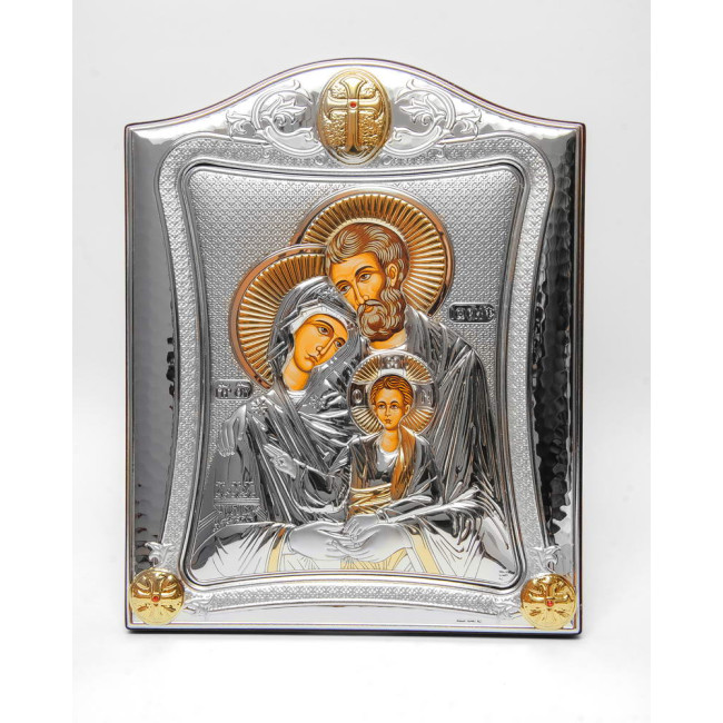 Ікона Святе Сімейство 9,5x12,5см в срібній рамці з позолотою 