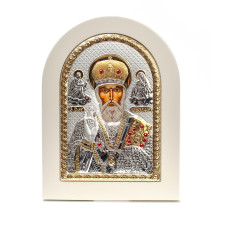 Миколай Чудотворець 20x25см аркової форми на білому дереві