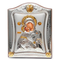 Вишгородська Ікона Божої Матері 15,5x19,5см в срібній рамці з позолотою 