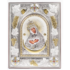 Остробрамська Ікона Божої Матері 20x25см в срібній прямокутній рамці з позолотою 