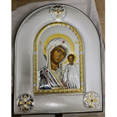Казанська Ікона Божої Матері 20х25см аркової форми на коричневій шкірі