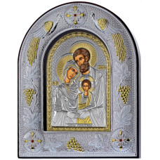 Святе Сімейство 20x25x3см аркової форми на коричневій шкірі