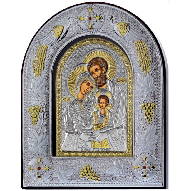 Святе Сімейство 20x25x3см аркової форми на коричневій шкірі