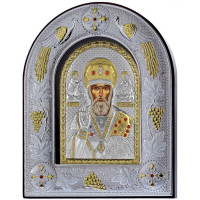 Миколай Чудотворець 20x25см аркової форми на коричневій шкірі