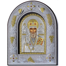 Миколай Чудотворець 20x25см аркової форми на коричневій шкірі