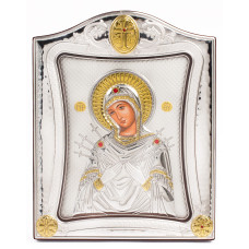 Семистрільна Ікона Божої Матері 20x25см під склом в срібні рамці
