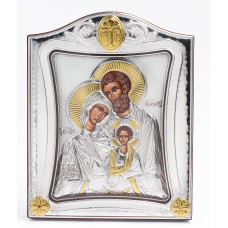 Срібна Ікона Святе Сімейство 20x25см під склом в срібні рамці