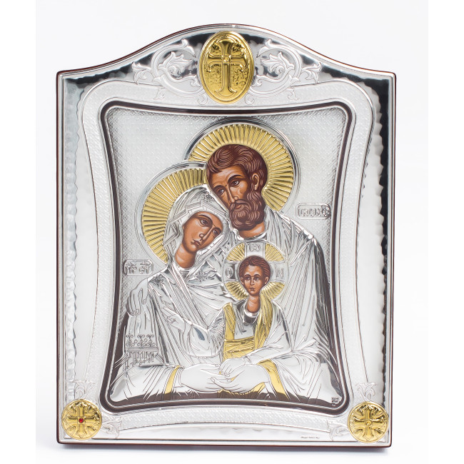 Срібна Ікона Святе Сімейство 20x25см під склом в срібні рамці MA/E3405/1X-K