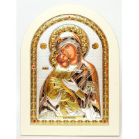 Вишгородська Ікона Божої Матері 10x14см аркової форми на білому дереві
