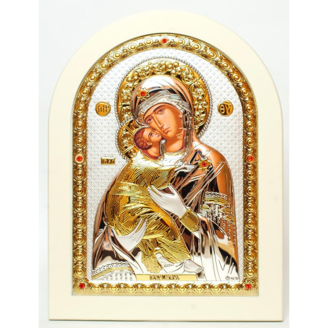 Вишгородська Ікона Божої Матері 10x14см аркової форми на білому дереві
