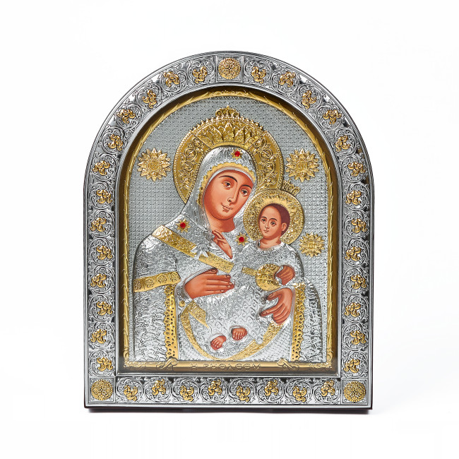 Вифлеємська  Ікона Божої Матері 21х26см під склом аркової форми в шкірі EPZ5-021AG-BR/P