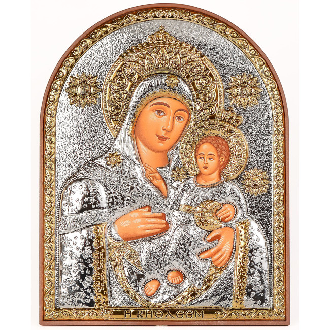 Вифлеємська  Ікона Божої Матері 4х5,6см аркової форми на пластиковому кіоті EP1-021PAG/P