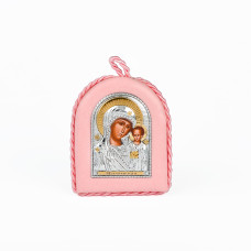 Казанська Ікона Божої Матері 4,5х6см на розовій подушечці