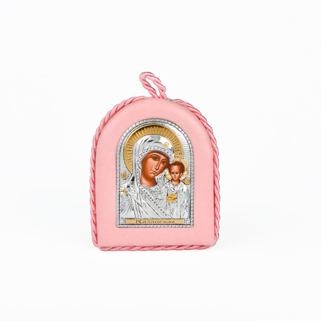 Казанська Ікона Божої Матері 4,5х6см на розовій подушечці EP1-004IPG/A/P-PK