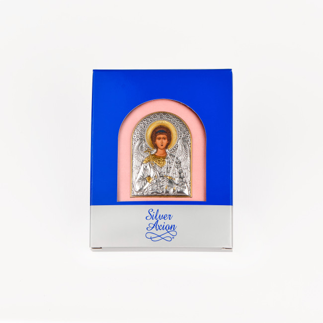 Икона Ангела Хранителя 4,5х6см на розовой подушечке EP1-172IPG/A/P-PK