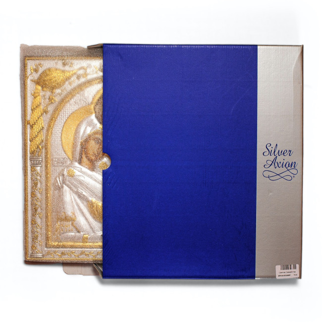 Икона Святое Семейство 27,5х31,2см в серебряном окладе с позолотой квадратной формы на дереве EP516-015XM/P