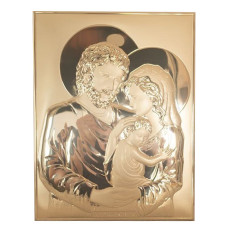 Ікона Святе Сімейство 32,7х42,3см срібна на білому дереві прямокутної форми без рамки