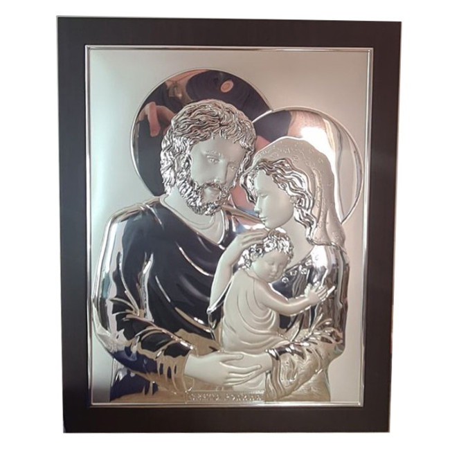 Ікона Святе Сімейство 38,8х48,2см срібна прямокутної форми на дереві з рамкою EP718-412XB/S