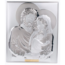 Ікона Святе Сімейство 15,5х18см срібна на дереві прямокутної форми без рамки