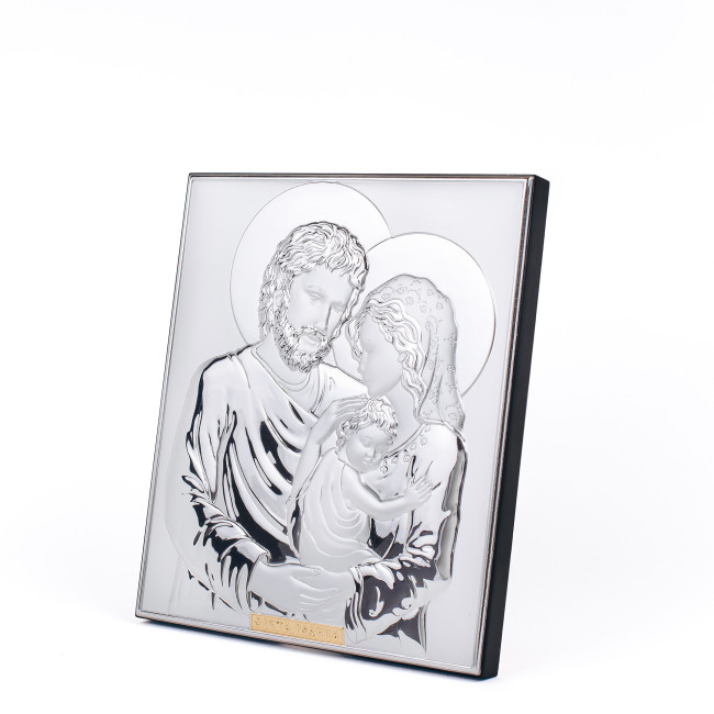 Ікона Святе Сімейство 15,5х18см срібна на дереві прямокутної форми без рамки EP714-412XM/S