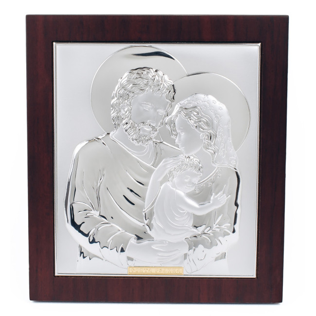 Ікона Святе Сімейство 10,1х11,1см срібна прямокутної форми на дереві з рамкою EP712-412XB/S