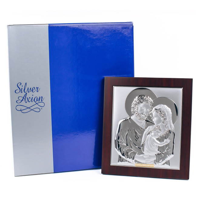 Ікона Святе Сімейство 10,1х11,1см срібна прямокутної форми на дереві з рамкою EP712-412XB/S