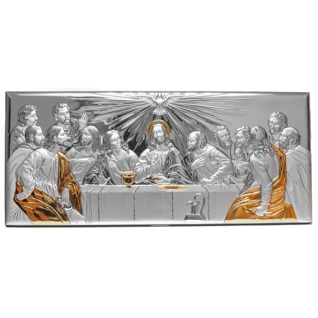 Ікона Таємна Вечеря 23х10см в срібному окладі з позолотою EP64-382XG/S