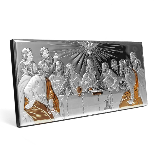 Ікона Таємна Вечеря 23х10см в срібному окладі з позолотою EP64-382XG/S