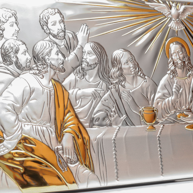 Ікона Таємна Вечеря 23х10см в срібному окладі з позолотою EP64-382XG/S