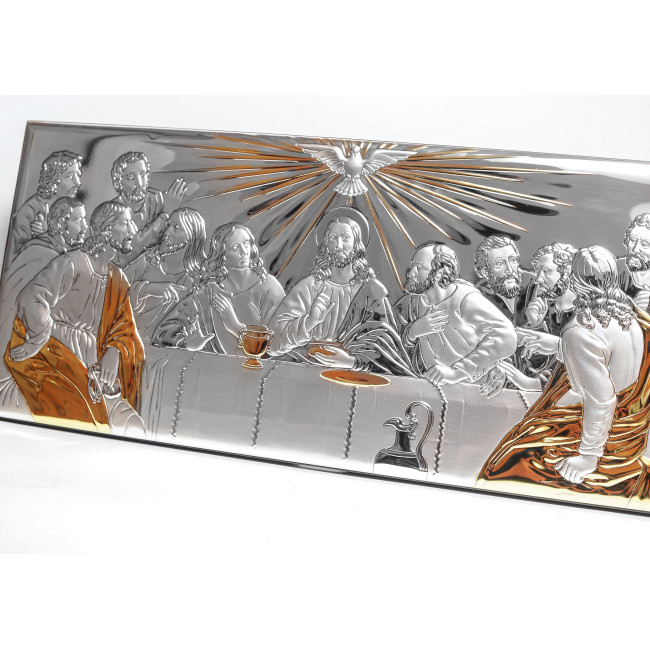 Ікона Таємна Вечеря 23х10см в срібному окладі з позолотою EP64-382XG/S
