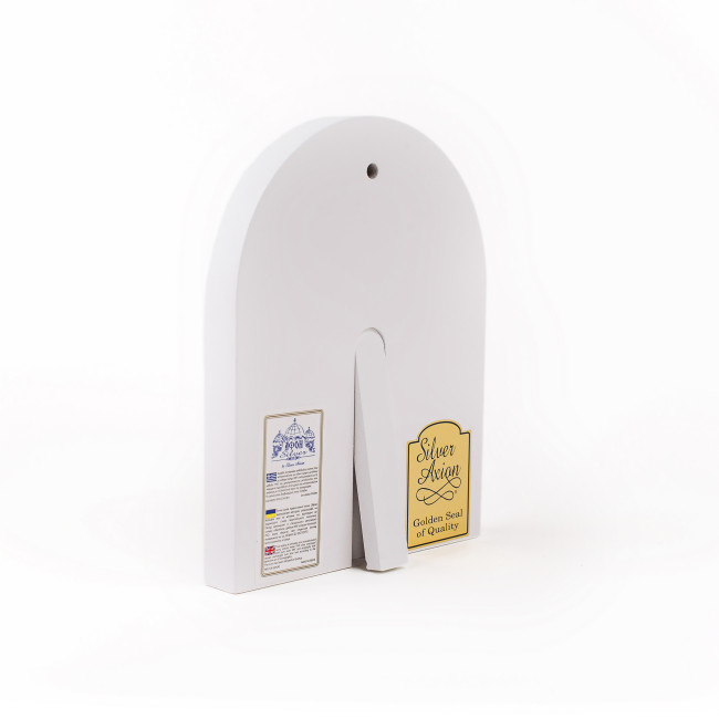 Ікона Святе Сімейство 8,3х10,4см срібна аркової форми на білому дереві без рамки EP3-188XG-WH/S