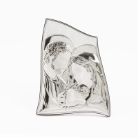 Ікона Святе Сімейство 16х21см срібна на деревякому кіоті хвилясної форми